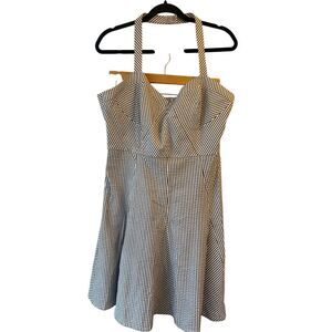 Betsy Johnson Seersucker Striped Mini Fit & Flare Halter Dress size XL Beach Swi
